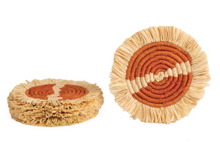 Earthen Craft Fringed Coasters - Earth Orange, Set of 4