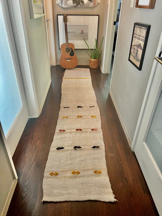 Isparta Vintage Hemp Turkish Kilim Runner with Ox hair