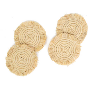 Fringed Natural Drink Coasters, Set of 4