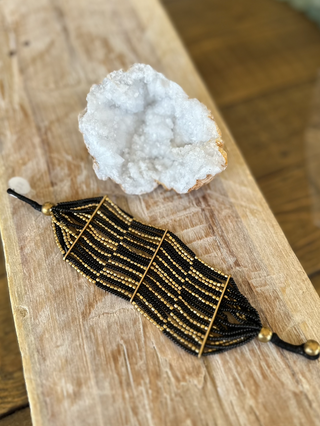 Black and Brass Multi Strand Bracelet