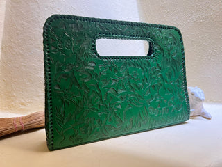 Green Hand Carved Purse