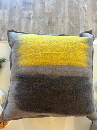 Rothko gray and yellow wool pillow with insert